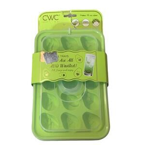 CWC Avocado Design Silicone Ice Cube Tray with Lid Green NEW